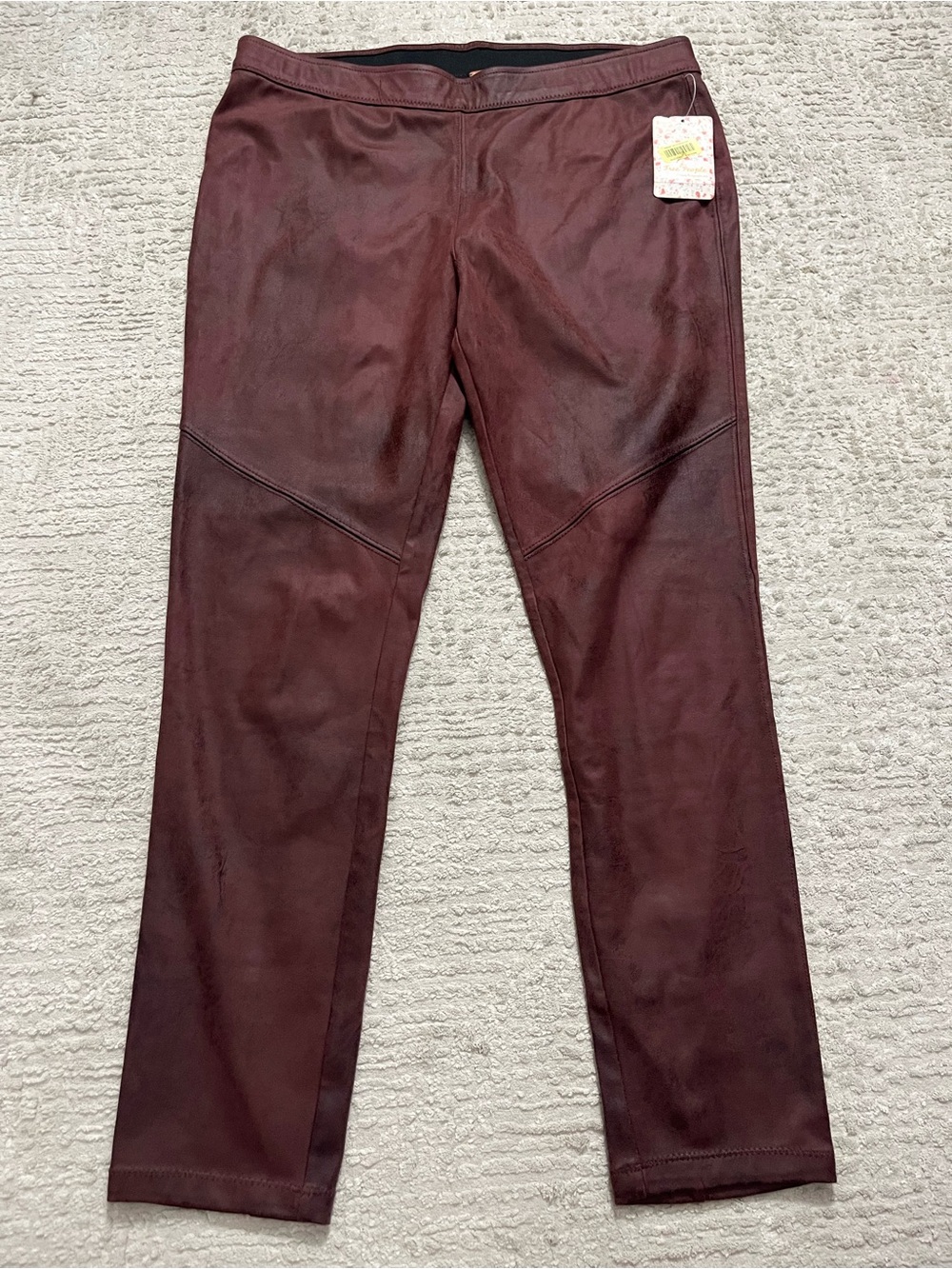 NWT Free People Faux Leather Burgundy Leggings/Pants